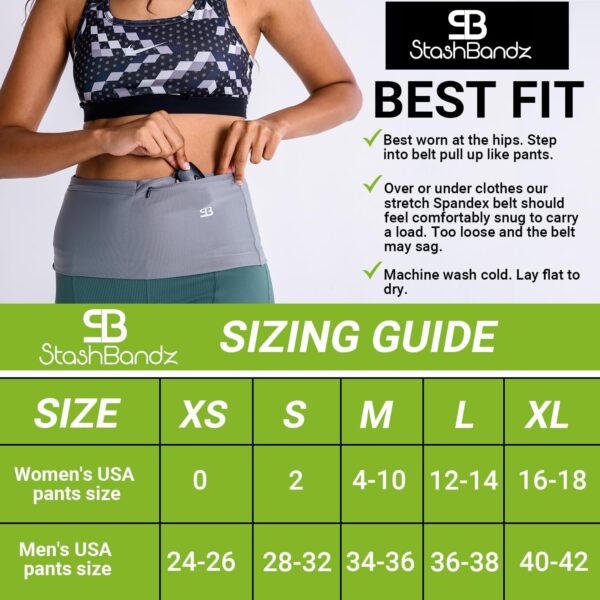 StashBandz Running Belt, Money Belt, Fanny Packs for Women and Men with 4 Large Secure Pockets and Zipper, Unisex Running Phone Holder fits All Size Phones More - Image 7