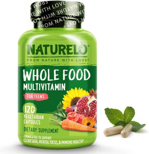 NATURELO Whole Food Multivitamin for Teens - with Vitamins & Minerals for Teenage Boys & Girls - Supplement for Active Kids - Non-GMO - Vegan & Vegetarian - 120 Capsules - Image 2