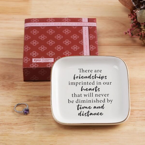 Friend Birthday Gifts for Women Ring Dish Friendship Gifts for Women Friends Female Women Gifts-"There are friendships imprinted in our hearts that will never be diminished by time and distance" - Image 4