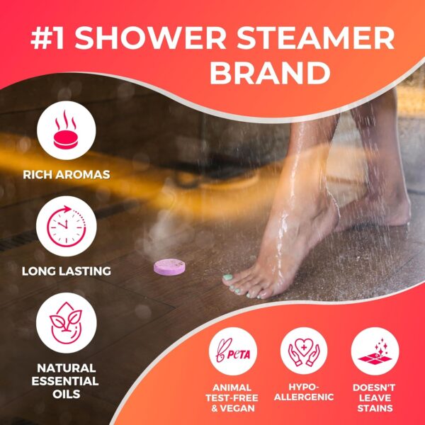 Cleverfy Shower Steamers Aromatherapy - Box of 6 Premium Shower Bombs with Essential Oils.Self Care Christmas Gifts for Women and Gifts for Mom. Red Set - Image 5