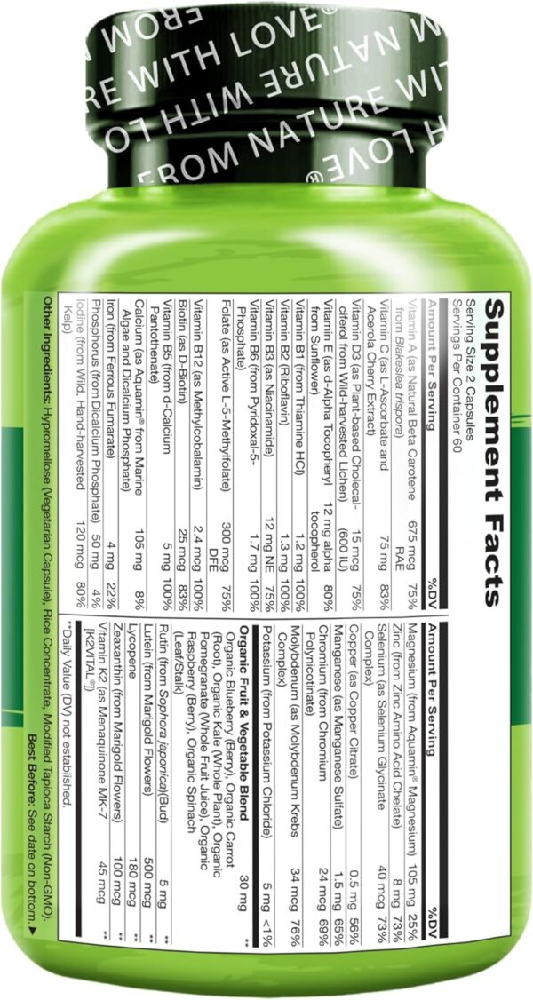 NATURELO Whole Food Multivitamin for Teens - with Vitamins & Minerals for Teenage Boys & Girls - Supplement for Active Kids - Non-GMO - Vegan & Vegetarian - 120 Capsules - Image 4