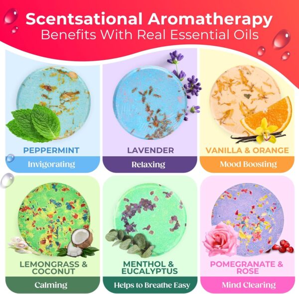 Cleverfy Shower Steamers Aromatherapy - Box of 6 Premium Shower Bombs with Essential Oils.Self Care Christmas Gifts for Women and Gifts for Mom. Red Set - Image 6