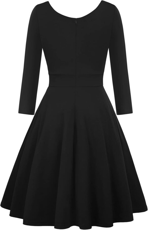 GRACE KARIN 3/4 Sleeve Flared Wrap V-Neck Swing Dress Cocktail Wedding Guest Party Dress for Women - Image 3