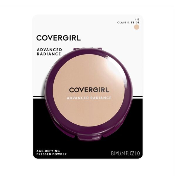 COVERGIRL Advanced Radiance Age-Defying Pressed Powder, Classic Beige 115, 0.39 oz (Packaging May Vary) Conditioning Powder Makeup - Image 7