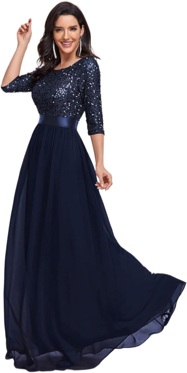 Ever-Pretty Women's Elegant A Line Crew Neck Half Sleeve Sequin Maxi Evening Dress 00683 - Image 2