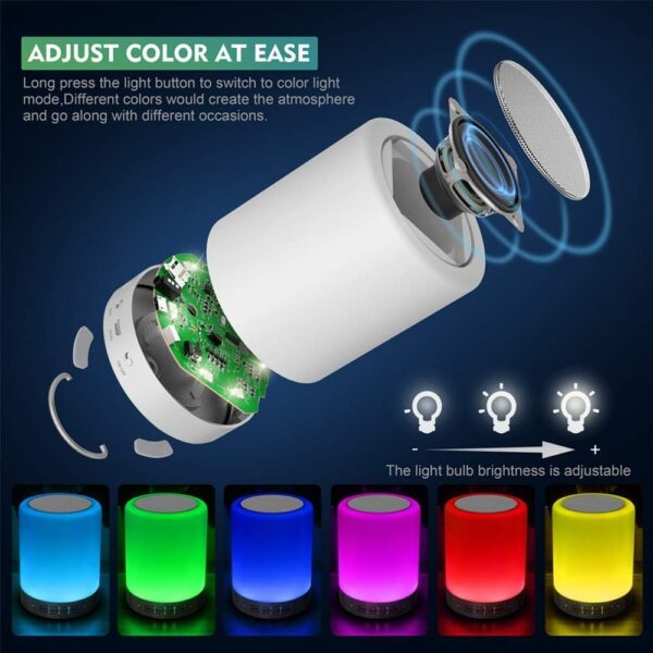 Elecstars Touch Bedside Lamp - with Bluetooth Speaker, Dimmable Color Night Light, Outdoor Table Lamp with Smart Touch Control, Best Gift for Men Women Teens Kids Children Sleeping Aid - Image 5