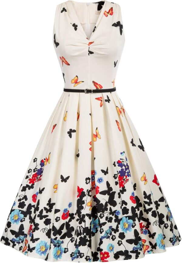 Belle Poque 1950S Vintage Dresses for Women Butterfly Print Cocktail Wedding Dress A-line Dres - Image 2