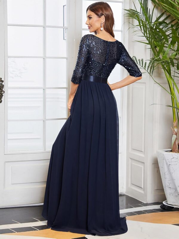 Ever-Pretty Women's Elegant A Line Crew Neck Half Sleeve Sequin Maxi Evening Dress 00683 - Image 3