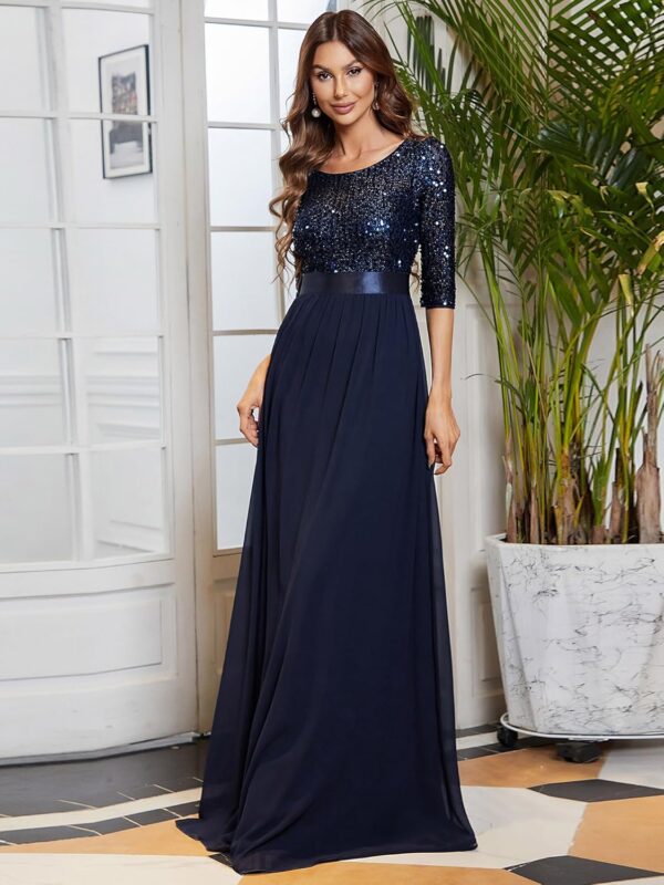 Ever-Pretty Women's Elegant A Line Crew Neck Half Sleeve Sequin Maxi Evening Dress 00683 - Image 5