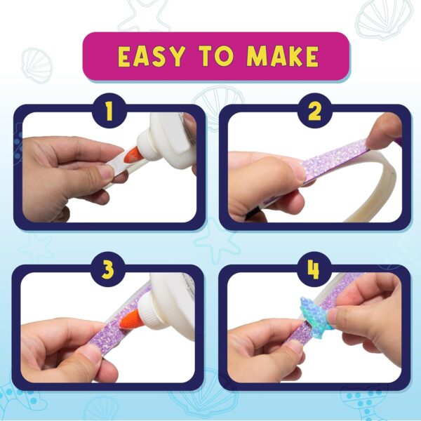 PURPLE LADYBUG Mermaid Headband Making Kit - Mermaid Hair Accessories for Girls 6-8 Years Old - DIY Hair Kit for Girls - Mermaid Crafts for Girls Ages 6-8, Stocking Stuffers for Girls Christmas Gifts - Image 5