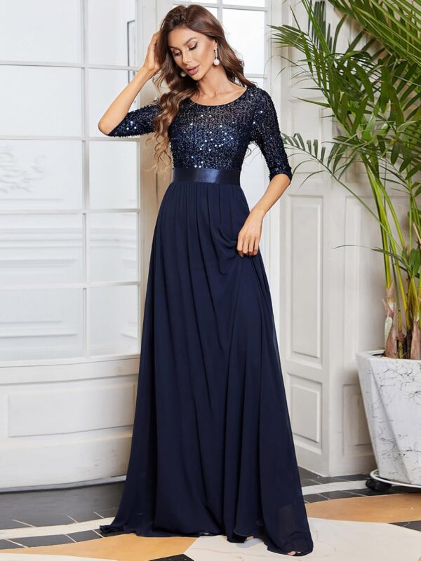 Ever-Pretty Women's Elegant A Line Crew Neck Half Sleeve Sequin Maxi Evening Dress 00683 - Image 4