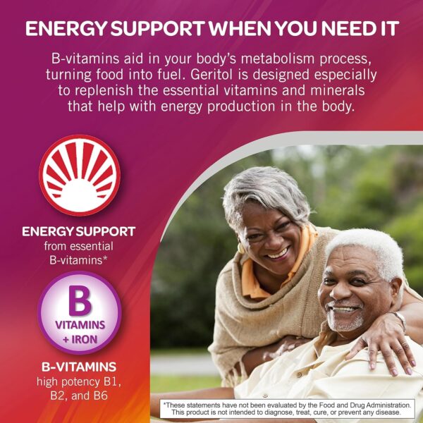 Geritol, Liquid Vitamin and Iron Supplement, Energy Support, Contains High Potency B-Vitamins and Iron, Pleasant Tasting, Easy to Swallow, No Artificial Sweeteners, Non-GMO, 12 Oz - Image 3