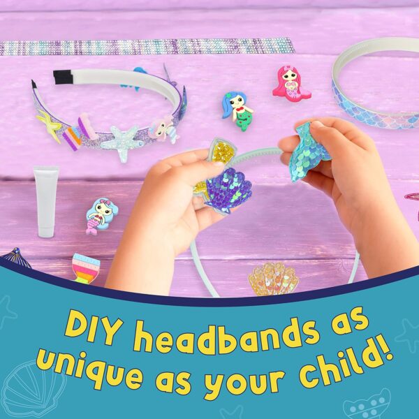 PURPLE LADYBUG Mermaid Headband Making Kit - Mermaid Hair Accessories for Girls 6-8 Years Old - DIY Hair Kit for Girls - Mermaid Crafts for Girls Ages 6-8, Stocking Stuffers for Girls Christmas Gifts - Image 3