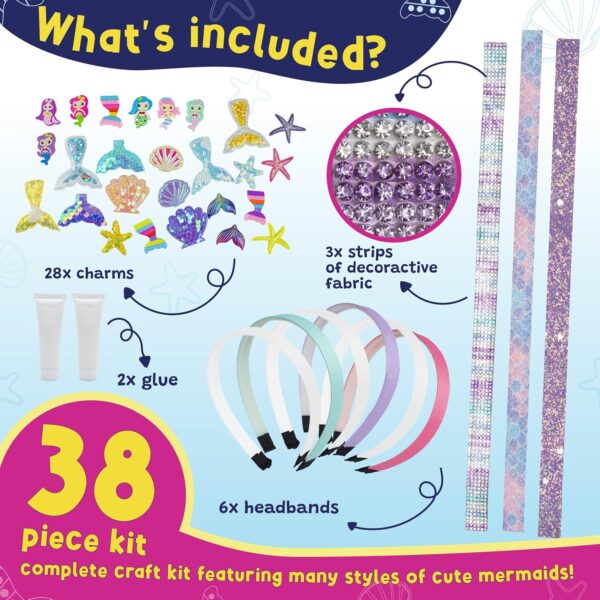 PURPLE LADYBUG Mermaid Headband Making Kit - Mermaid Hair Accessories for Girls 6-8 Years Old - DIY Hair Kit for Girls - Mermaid Crafts for Girls Ages 6-8, Stocking Stuffers for Girls Christmas Gifts - Image 4