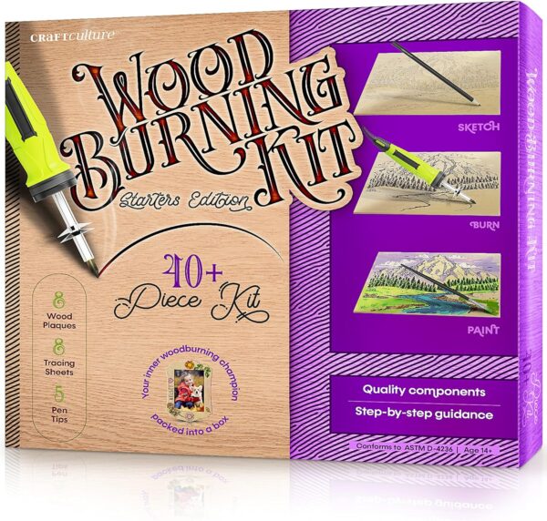 Craft Culture Beginners Wood Burning Kit for Kids and Teenage Boys & Girls Cool Gifts for Boy or Girl Craft Projects Gift Idea for Older Children Teen Woodburning DIY Hobby Kits Art Crafts Activities - Image 2