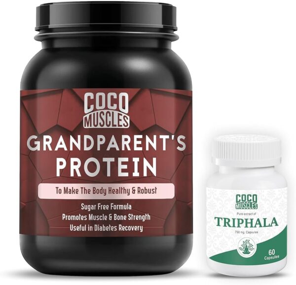 Protein Powder Supplement for Grandparents, Senior Citizens | Protein Powder for Elders, 40+ & Old Age Men & Women ||with Free Triphala Capsules Helps with Gut Health, Constipation ||-1KG - Image 2