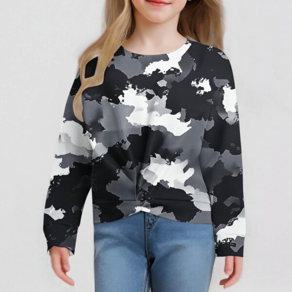 Girls Camo Hoodie Casual Twist Front Sweatshirt Graphic Leaf Printed Hoodie Cute Hooded Tween Clothes 4-13 Years - Image 3
