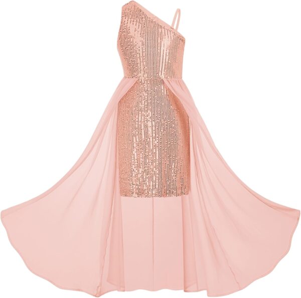 GRACE KARIN Girls Sequin Dress One Shoulder Birthday Party Prom Dresses 6-14Y - Image 2