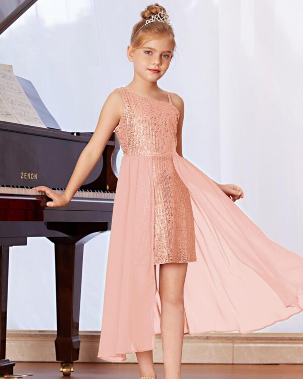 GRACE KARIN Girls Sequin Dress One Shoulder Birthday Party Prom Dresses 6-14Y - Image 3