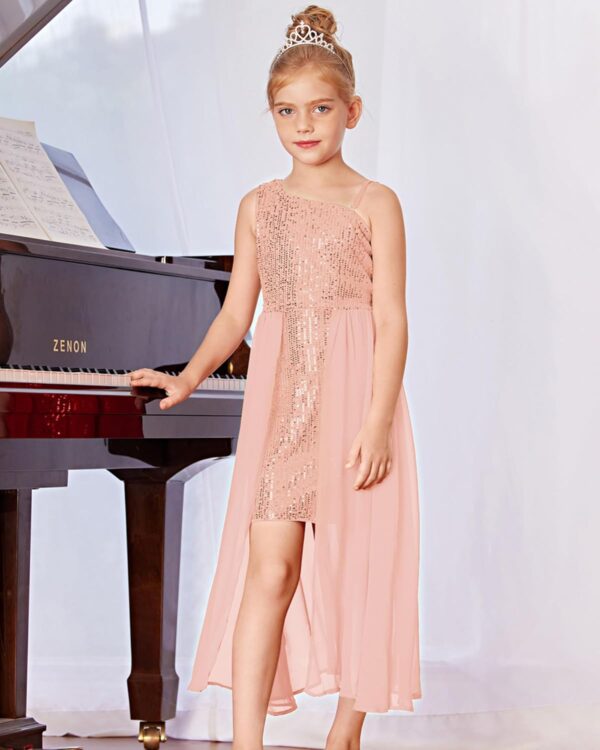 GRACE KARIN Girls Sequin Dress One Shoulder Birthday Party Prom Dresses 6-14Y - Image 8