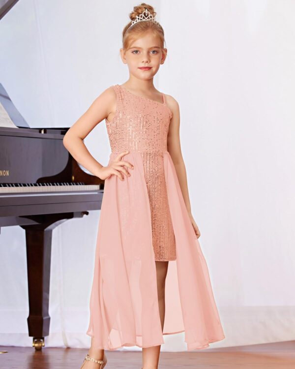 GRACE KARIN Girls Sequin Dress One Shoulder Birthday Party Prom Dresses 6-14Y - Image 6