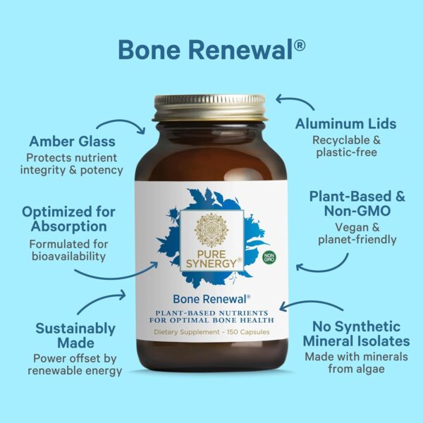 PURE SYNERGY Bone Renewal | Bioavailable Calcium with Cofactors | Natural, Vegan Bone Health Supplement with Vitamin D3, K2, Magnesium, & Boron | for Lasting Bone Strength (150 Capsules) - Image 4