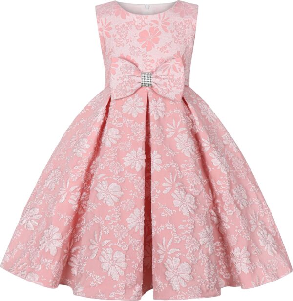 Girls Dress with Bow Design Girl Party Dress Birthday Dress Girl Suitable for Children 2-14 Years Old - Image 2