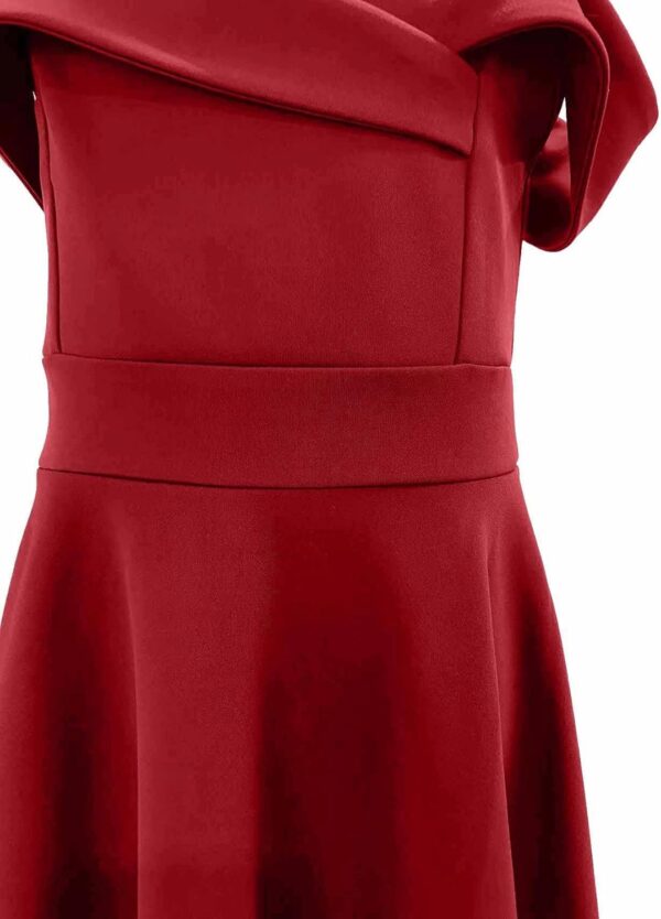 Girls Elegant Princess Cold Shoulder Fold Pleated High Waist Flared A Line Party Dresses,8-14 Years - Image 8