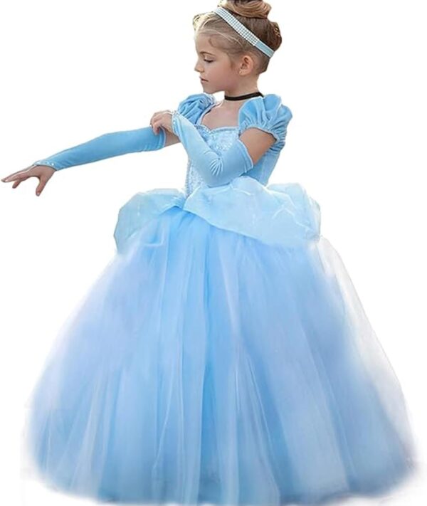 Princess Belle Dress up Halloween Fairy Costume for Toddler Girls, Special Occasion Dresses Birthday Party, Yellow - Image 2