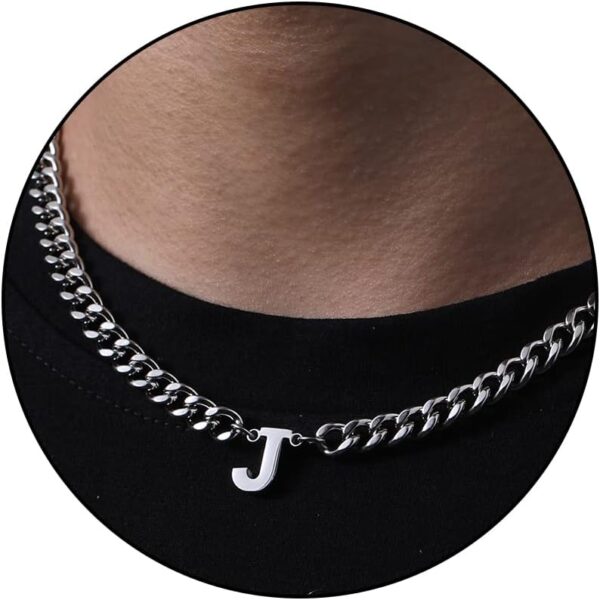 DuoDiner Graduation Gifts-Initial A-Z Cuban Link Chain Necklace for Men Boys Women Letter Pendant Stainless Steel 6.5mm 18+2 Inches,Graduation Gifts for Him Boys Men Teens Dad - Image 2