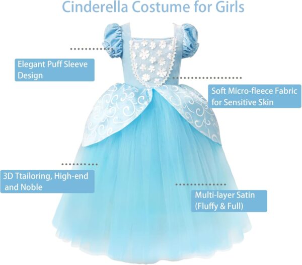 Princess Belle Dress up Halloween Fairy Costume for Toddler Girls, Special Occasion Dresses Birthday Party, Yellow - Image 3