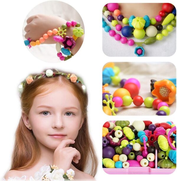 GILI Pop Beads - Jewelry Making Kit for 3 4 5 6 7 8 Year Old Little Girls - Arts and Crafts Toys for Kids Age 4yr-8yr - Necklace Bracelet Creativity Snap Set Top Best Christmas Birthday Gifts (500pcs) - Image 6