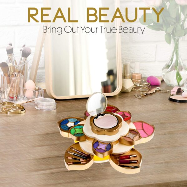 All In One Makeup Kit for Teens and Women - Flower Makeup Set for Girls with Pigmented Eyeshadows, Lip Creams, Blushes, Concealer and Mirror - Full Starter Makeup Gift Set for Beginners - Image 7