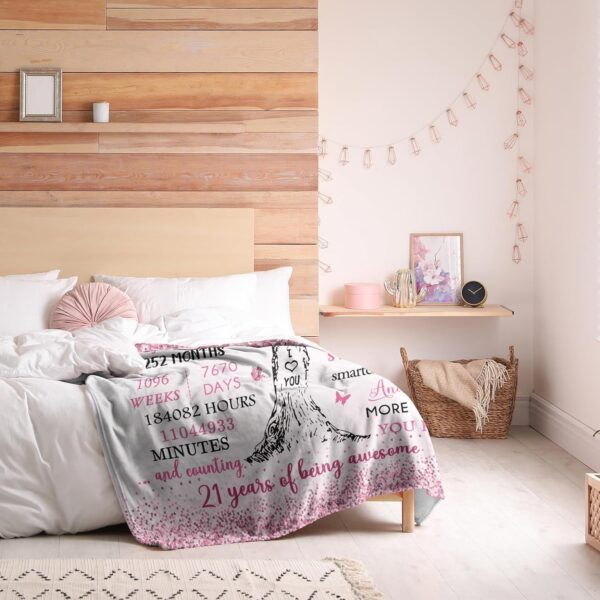 21st Birthday Gifts for Her, 21st Birthday Decorations, 21 Year Old Birthday Gifts for Her, Gifts for 21st Birthday Female, Best Gifts for 21 Year Old, 21st Birthday Gift Ideas Blanket 50"X60" - Image 4