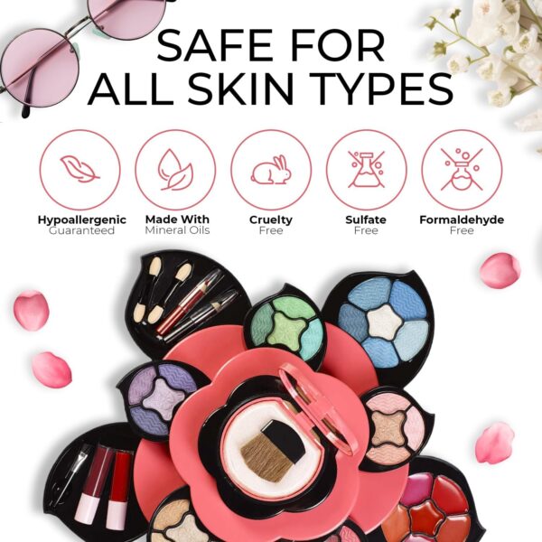 Toysical Makeup Kit for Teens - Flower Palette Gift Set for Teen Girls and Women - Makeup for Girls 10-12 - Petals Expand to 3 Tiers - Variety Shade Array - Full Starter Kit for Beginners - Image 5