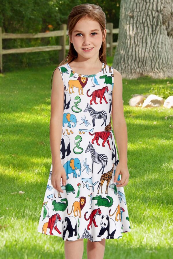 RAISEVERN Girls Dresses Sleeveless Summer Casual Swing Sundress for 4-15 Years - Image 4