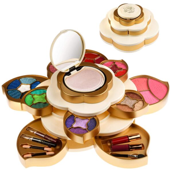 All In One Makeup Kit for Teens and Women - Flower Makeup Set for Girls with Pigmented Eyeshadows, Lip Creams, Blushes, Concealer and Mirror - Full Starter Makeup Gift Set for Beginners - Image 2