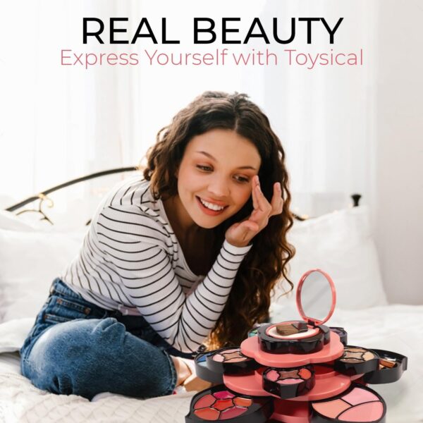 Toysical Makeup Kit for Teens - Flower Palette Gift Set for Teen Girls and Women - Makeup for Girls 10-12 - Petals Expand to 3 Tiers - Variety Shade Array - Full Starter Kit for Beginners - Image 6