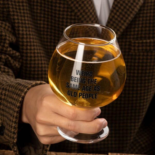 Gifts for Men Women,Weird Being The Same Age As Old People Beer Wine Glass Funny Gag Gifts Ideas for Dad Mom Grandpa Grandma Husband Wife Uncle,40th 50th 60th Birthday Gifts - Image 3