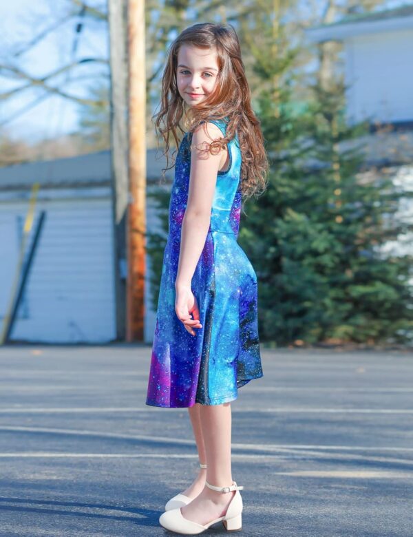 uideazone Girls Sleeveless Dress Round Neck Floral Printed Sundress for Casual Home Party Beach 4-12 Years - Image 10