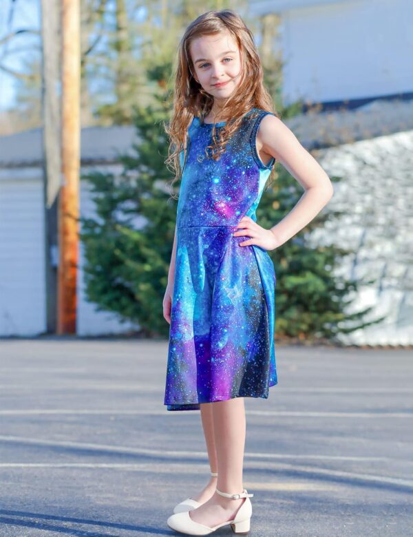 uideazone Girls Sleeveless Dress Round Neck Floral Printed Sundress for Casual Home Party Beach 4-12 Years - Image 8