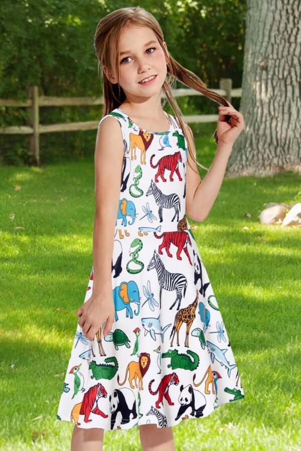 RAISEVERN Girls Dresses Sleeveless Summer Casual Swing Sundress for 4-15 Years - Image 3