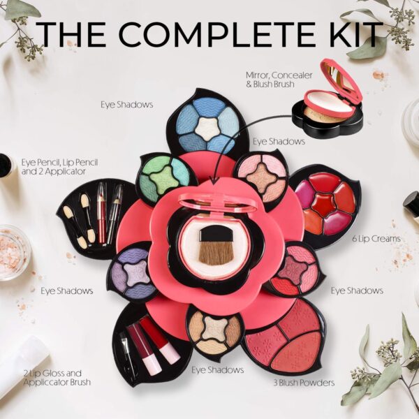 Toysical Makeup Kit for Teens - Flower Palette Gift Set for Teen Girls and Women - Makeup for Girls 10-12 - Petals Expand to 3 Tiers - Variety Shade Array - Full Starter Kit for Beginners - Image 3