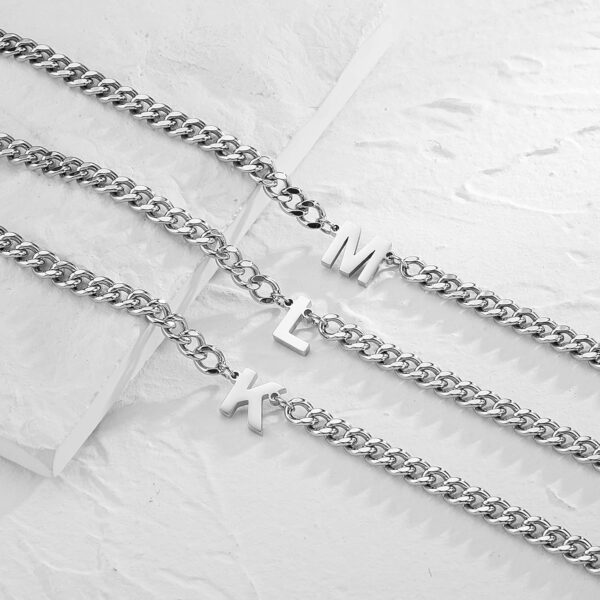 DuoDiner Graduation Gifts-Initial A-Z Cuban Link Chain Necklace for Men Boys Women Letter Pendant Stainless Steel 6.5mm 18+2 Inches,Graduation Gifts for Him Boys Men Teens Dad - Image 7