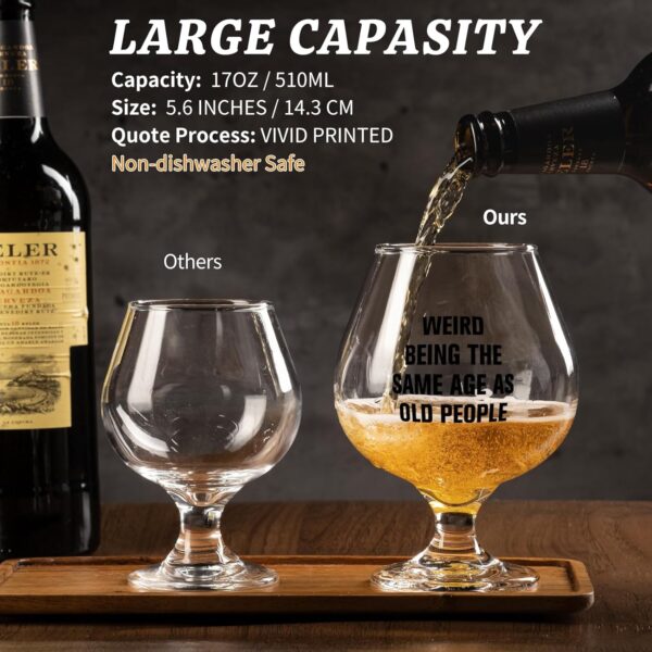 Gifts for Men Women,Weird Being The Same Age As Old People Beer Wine Glass Funny Gag Gifts Ideas for Dad Mom Grandpa Grandma Husband Wife Uncle,40th 50th 60th Birthday Gifts - Image 5