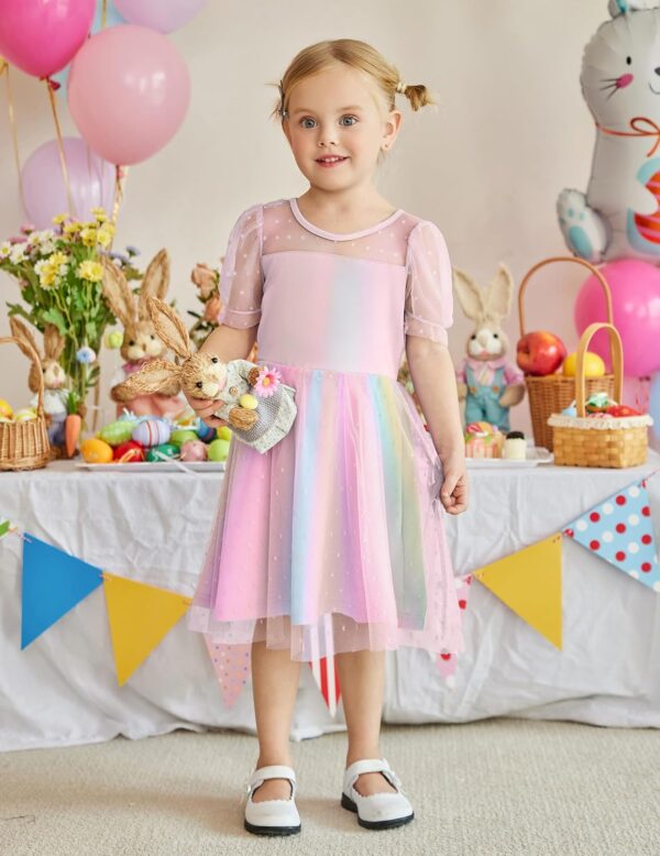 Arshiner Toddler Girls Tulle Summer Puff Sleeve Baby Girls Tutu Princess Party Casual Dress 2-6Y - Image 3