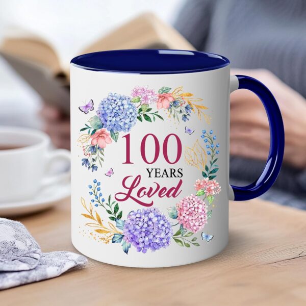 100th Birthday Gifts For Women - 1925 Birthday Gifts For Women - 100 Years Loved Mug - Gifts For Women Turning 100-100 Year Old Gifts For Women, Mom, Grandma, Aunt, Mother - Accent Navy 11OZ - Image 6
