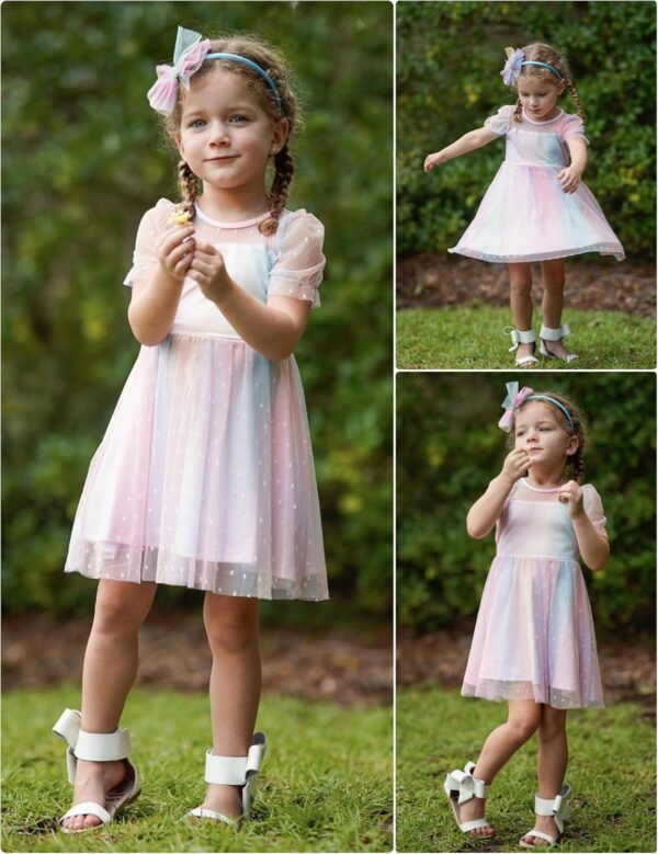 Arshiner Toddler Girls Tulle Summer Puff Sleeve Baby Girls Tutu Princess Party Casual Dress 2-6Y - Image 8