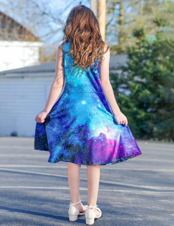 uideazone Girls Sleeveless Dress Round Neck Floral Printed Sundress for Casual Home Party Beach 4-12 Years - Image 6