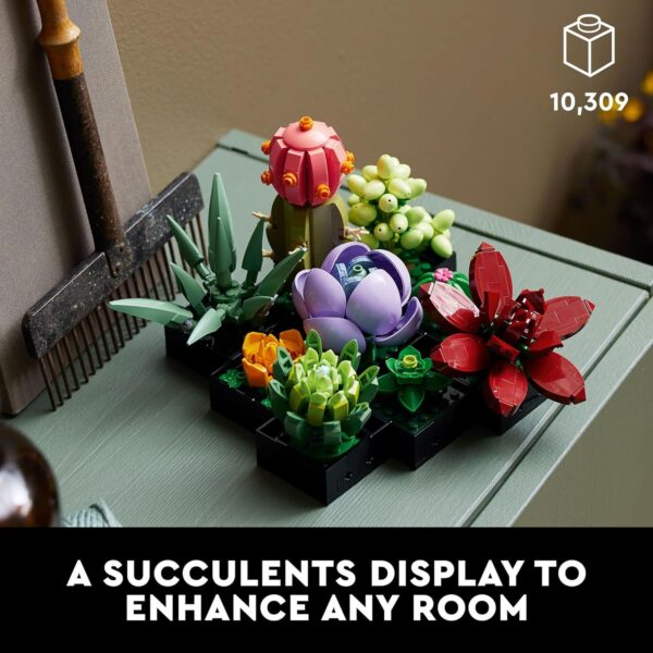 LEGO Botanicals Succulents - Gift for Mother's Day - Artificial Indoor Plant Building Set for Home, Kitchen, Desk Decor Adults Ages 18+ - 10309 - Image 3